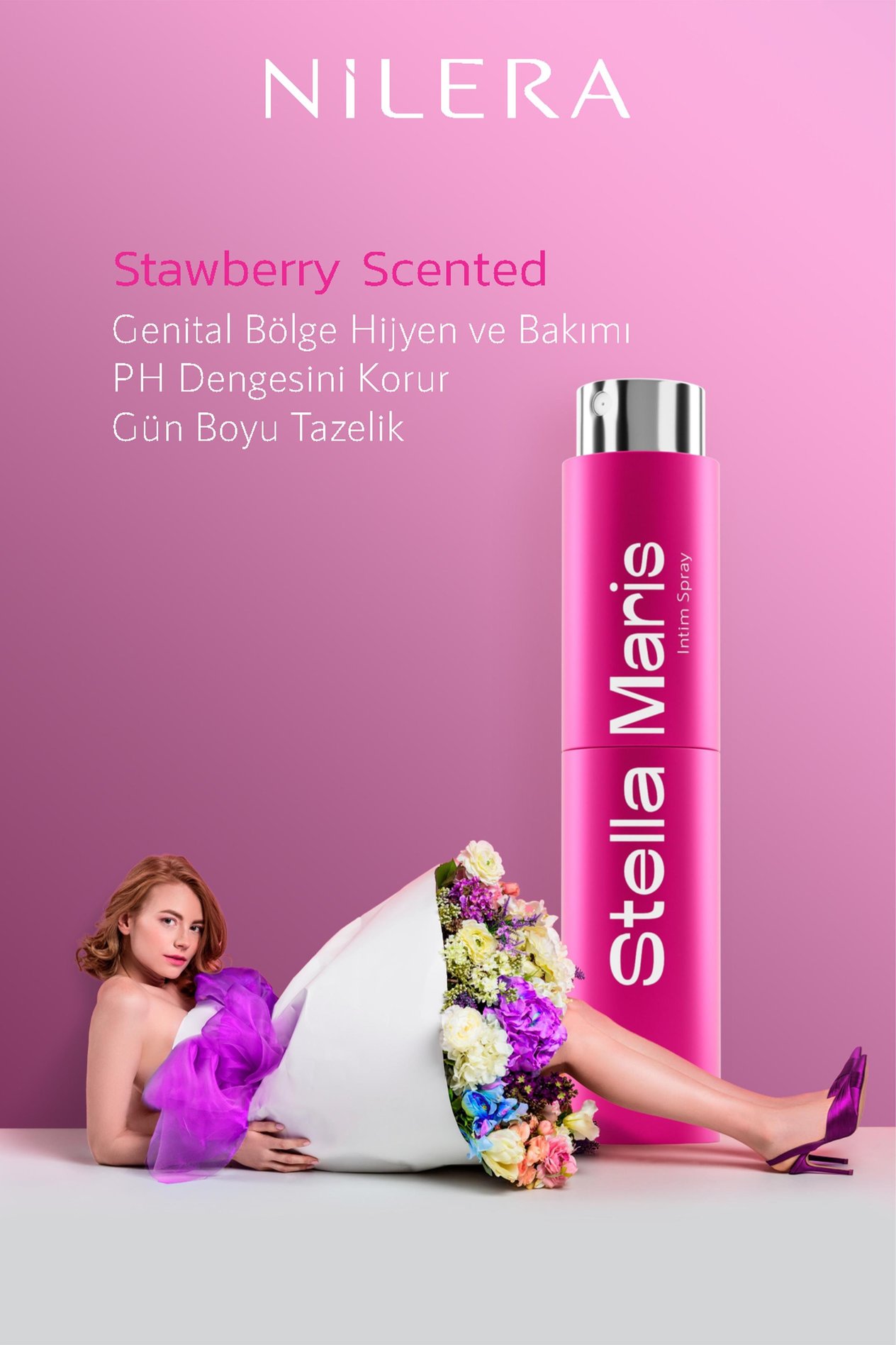 Nilera Stella Maris Intim Spray With Refill Set - Strawberry Scented - Nilera