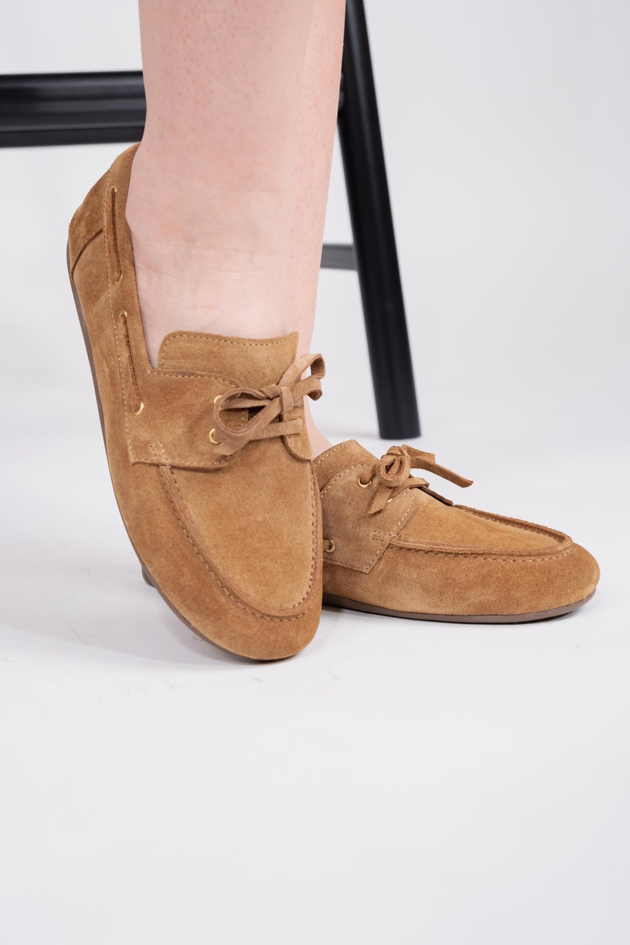 Hakiki deri Bağcıklı Sigarro kadın loafer