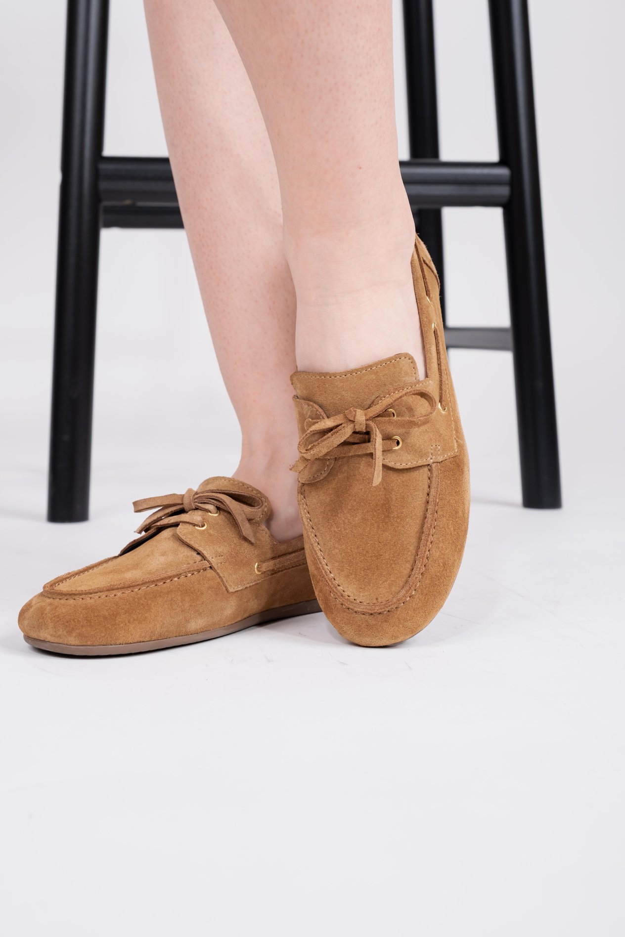 Hakiki deri Bağcıklı Sigarro kadın loafer