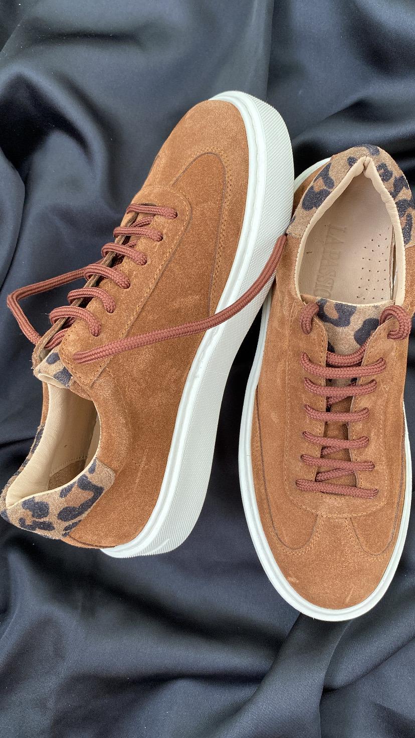 TABA SÜET DERİ LEOPAR DETAYLI SNEAKER