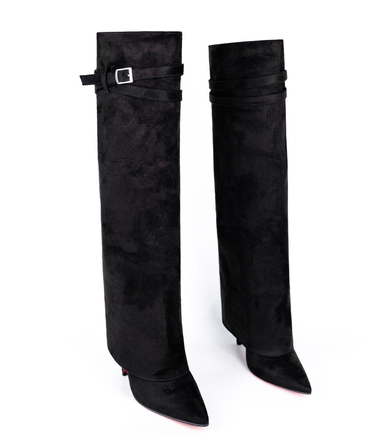 DESTİNA Black Suede Leather High Heel Boots