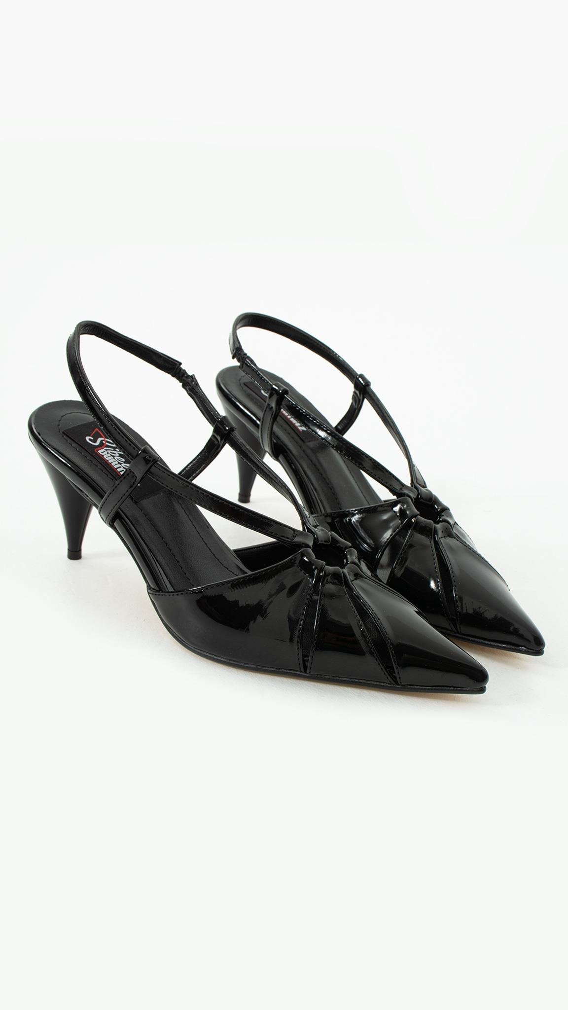 Forbes Siyah Rugan Stiletto Sandalet