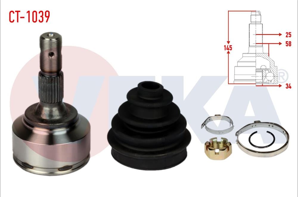 AKS KAFASI SOL-SAG ON DIS PEUGEOT 307 (3A/C) 1.4 HDI 25X34X58 UZUNLUK 145 mm 2000-2007	