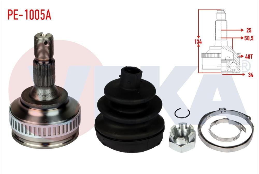 AKS KAFASI SOL-SAG ON DIS PEUGEOT PARTNER 1.6 HDI ABSLI 48 DIS 25X34X58,5 UZUNLUK 134 mm 2008-	