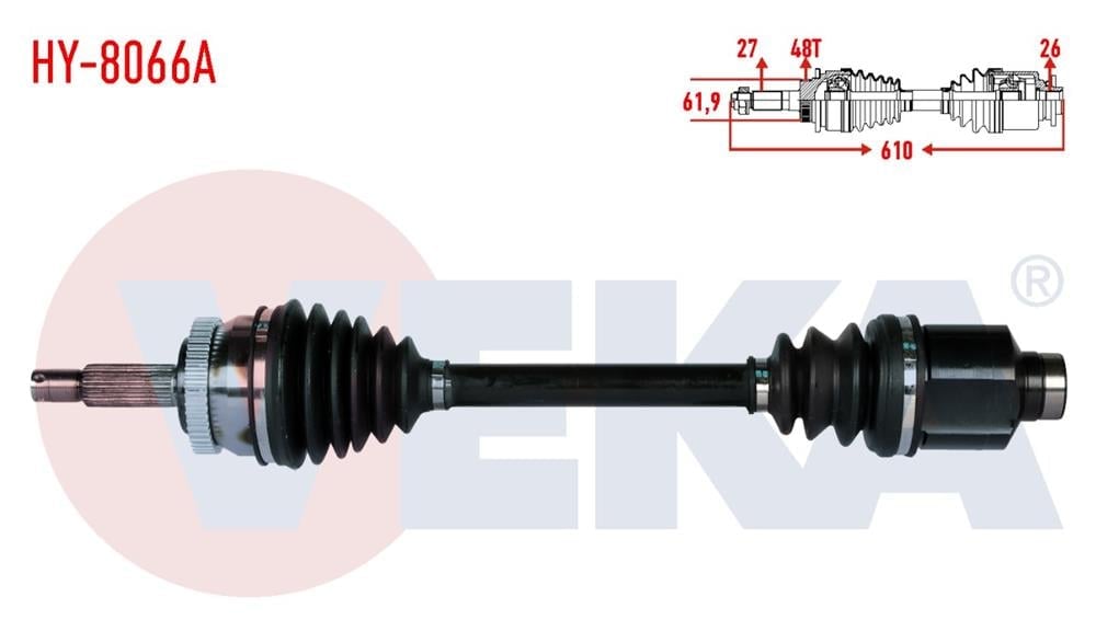 HYUNDAI TUCSON 04-10 AKS KOMPLE SAĞ 2,0CRDI 610MM OTOMATİK 49500-2E550/1F500(VEKA)