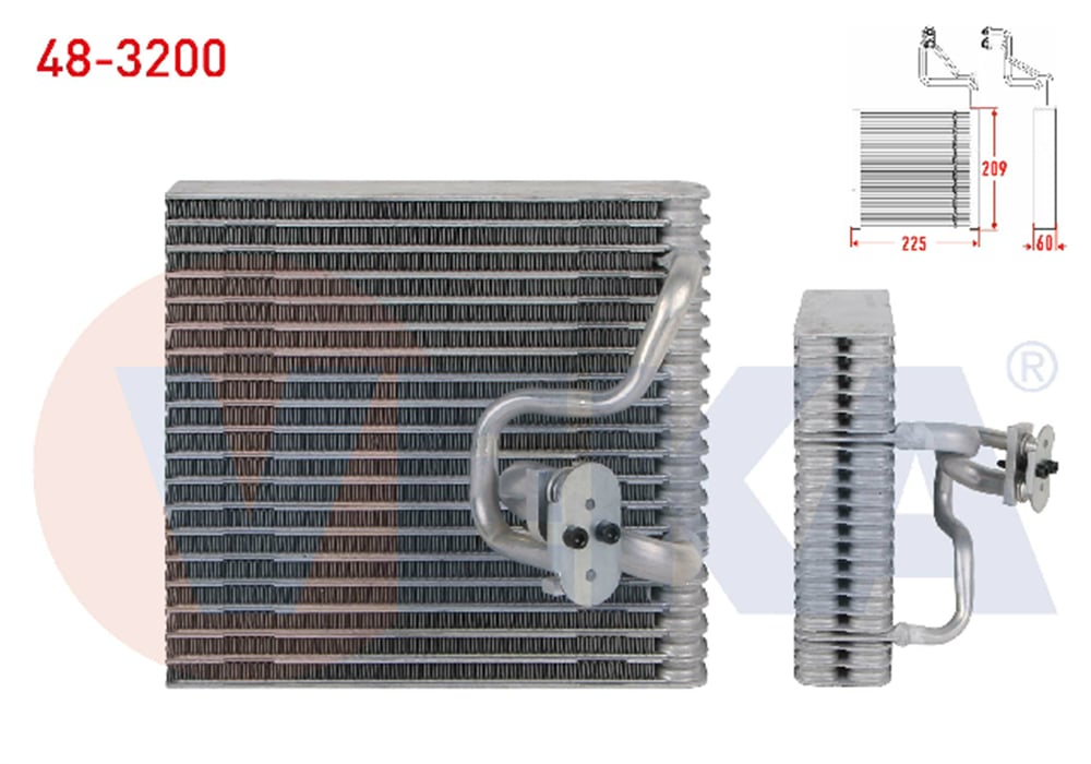 KLIMA EVAPORATORU BORULU 209X225X60 OPEL CORSA C 1.3 CDTI 1.7 CDTI - 1.4 2000-2006 / COMBO C 1.4 - 1.6 - 1.7D 2001-2006
