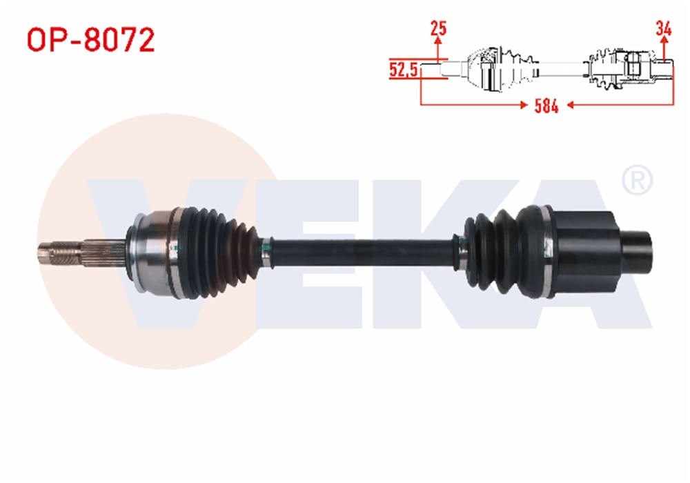 KOMPLE AKS SAG ON UZUNLUK 584mm OPEL MOKKA 1.6 M-T 2012- / CHEVROLET TRAX 1.6 M-T 2012-