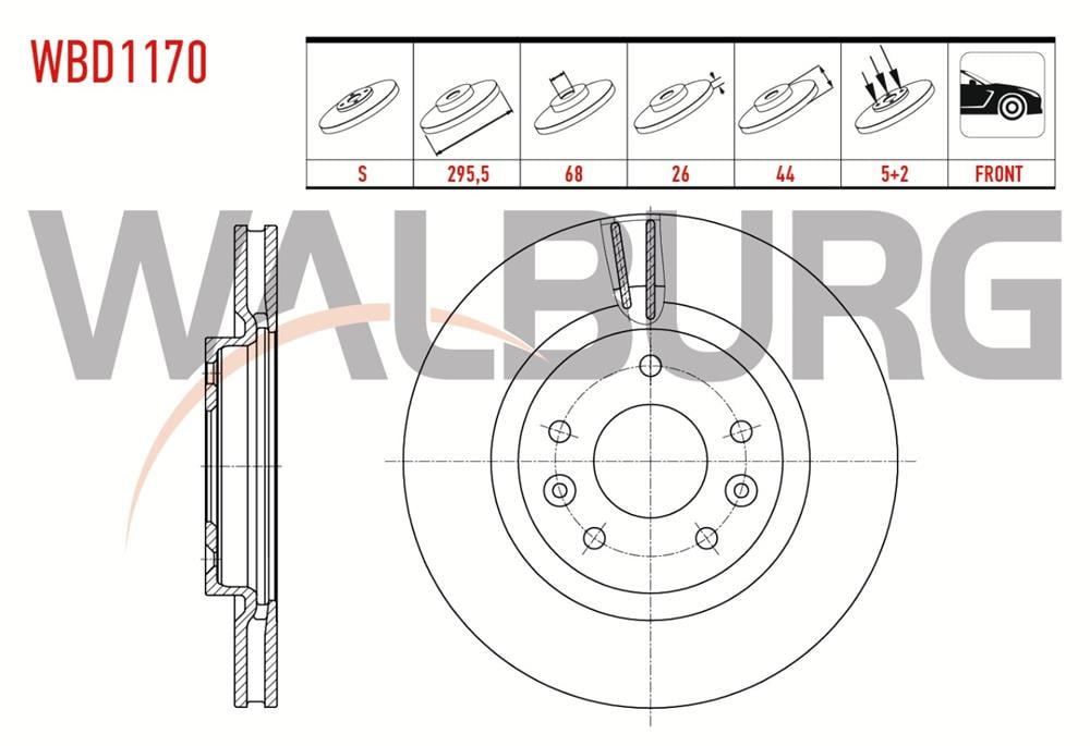 NİSSAN XTRAİL 13-  ÖN FREN DİSK 296MM (WALBURG)