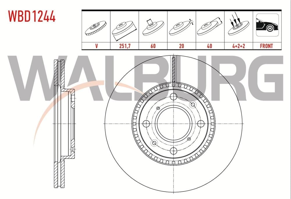 SUZUKI SWİFT 05=> ÖN FREN DİSKİ 251MM (WALBURG)