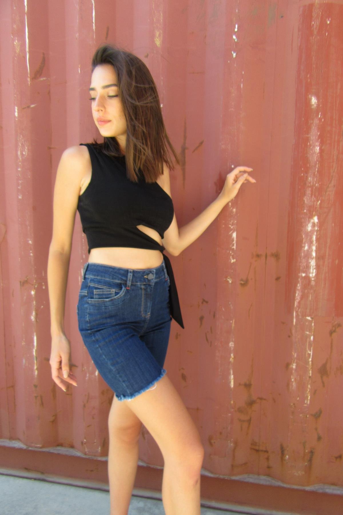 FINGER PRINTPüskül Paça Detaylı Denim Şort