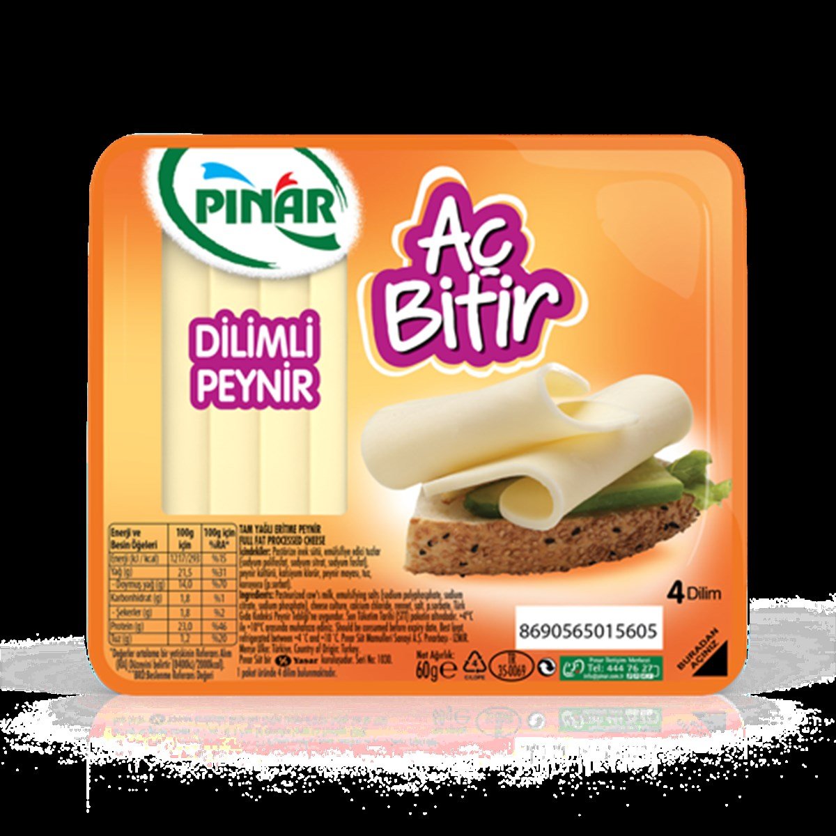 PINAR AÇ BİTİR DİLİMLİ CHEDDAR PEYNİRİ
