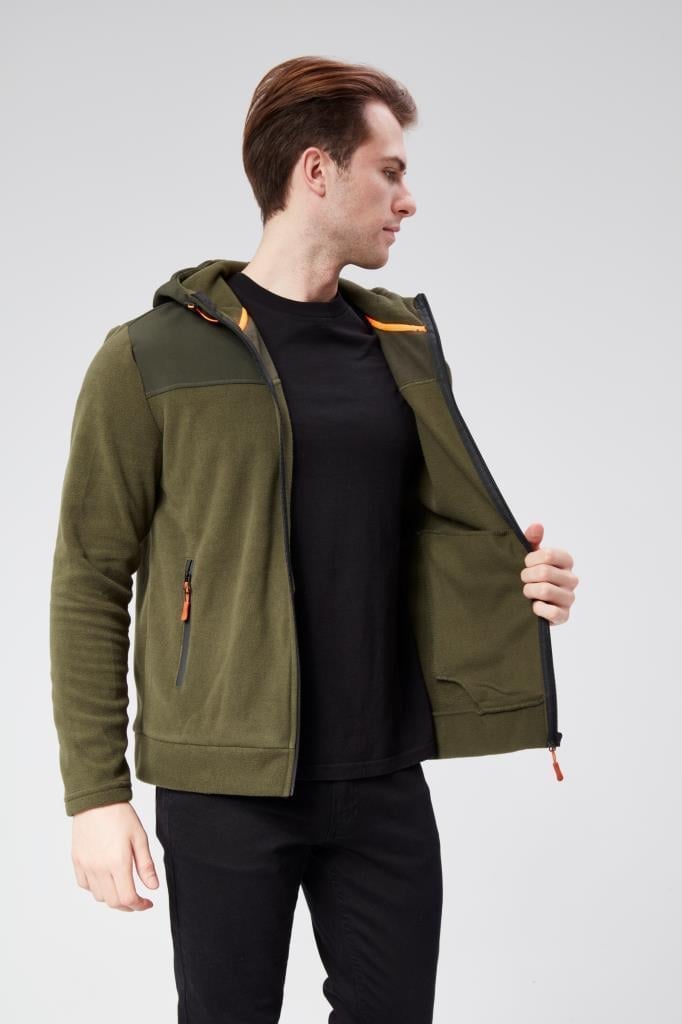 DİANDOR Erkek Regular Fit Kapüşonlu Tam Fermuarlı Polar Sweatshirt 2325205