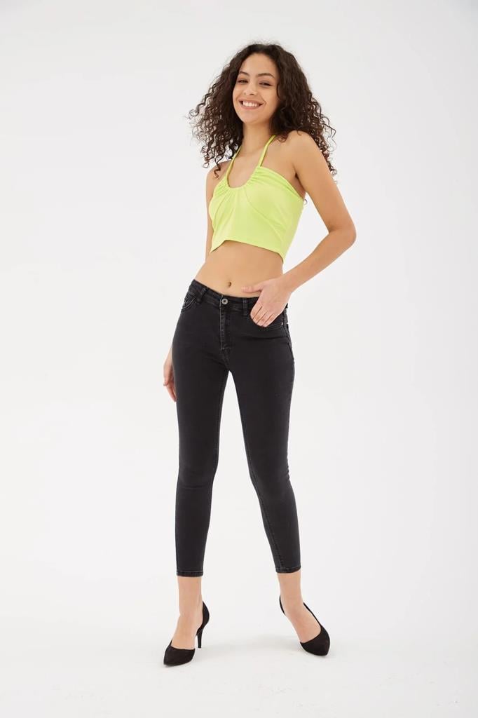 FASHION FRIENDS Kadın Skinny Fit Dar Paça Düşük Bel Jean Pantolon 24y0565k1