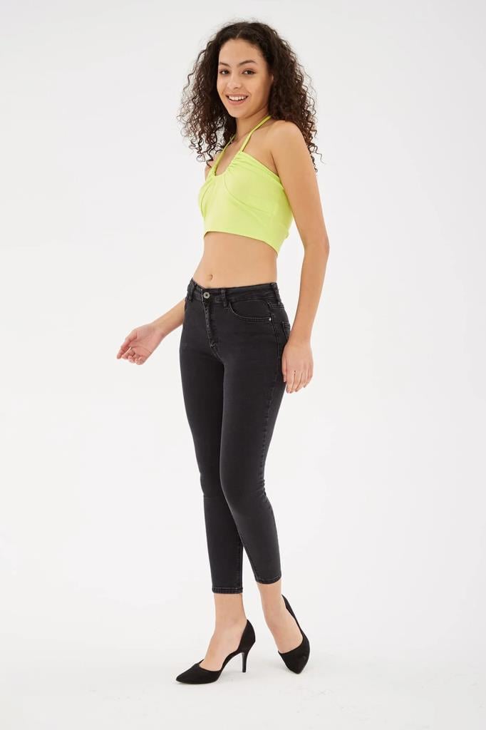 FASHION FRIENDS Kadın Skinny Fit Dar Paça Düşük Bel Jean Pantolon 24y0565k1