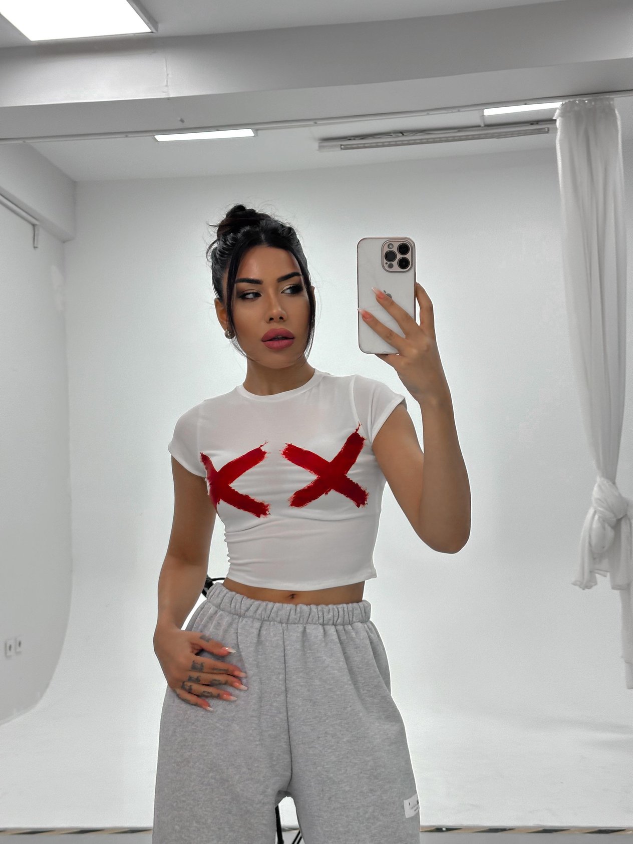 Özel Tasarım Basic X Crop Tshirt