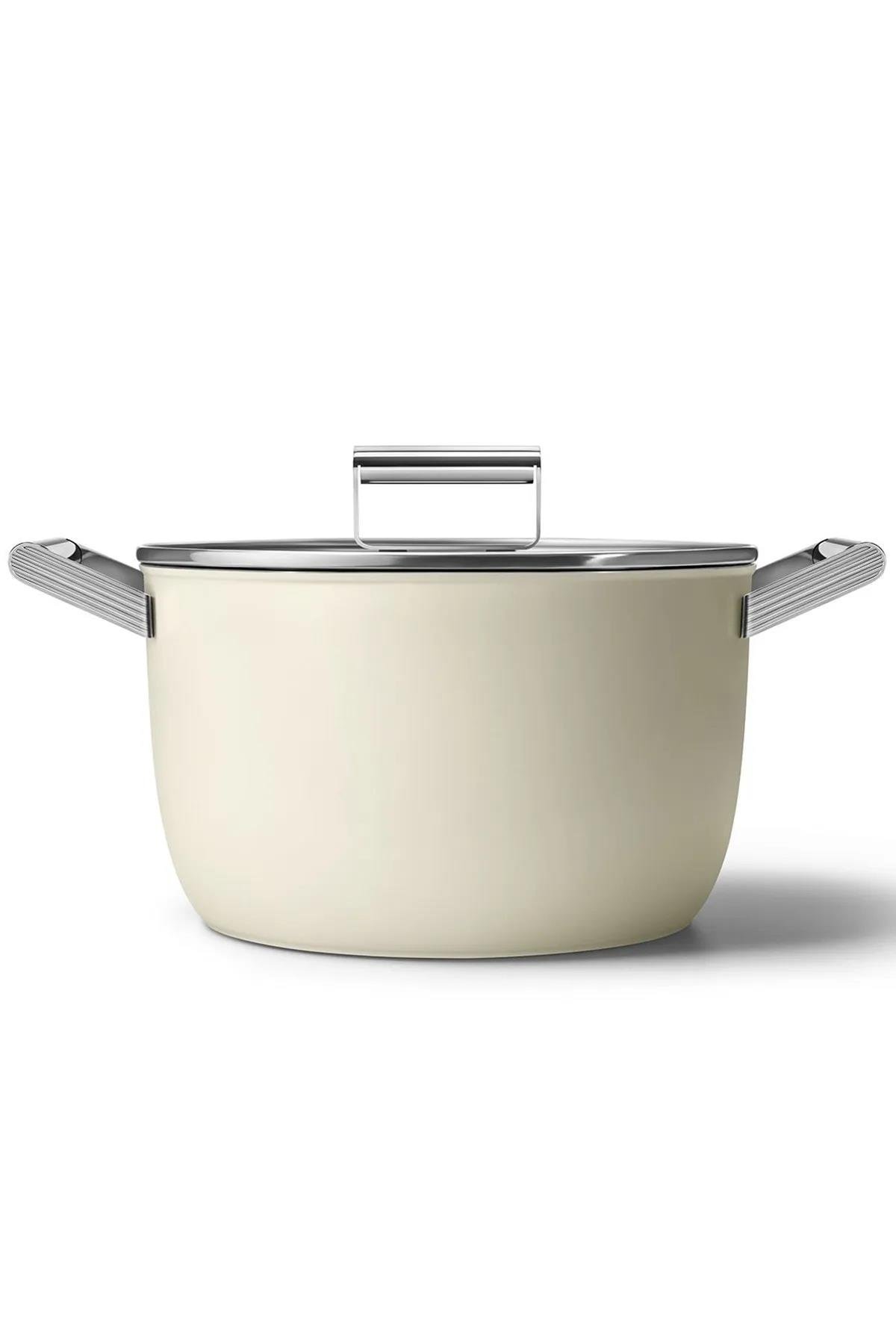 SMEGCookware 50'S Style GRANDE Krem 6'lı Tencere&Tava Seti CKWGRNDCKWGRNDCRM02