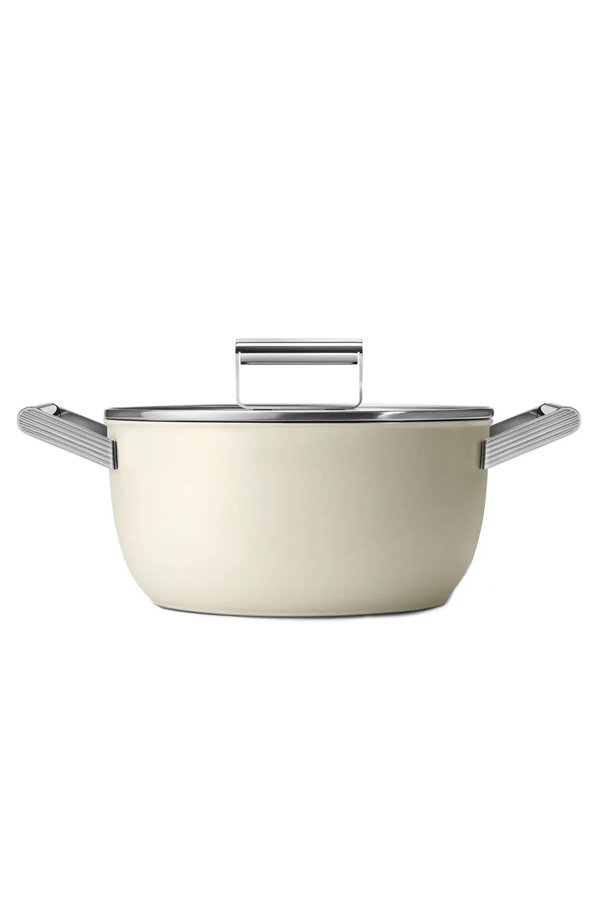 SMEGCookware 50'S Style GRANDE Krem 6'lı Tencere&Tava Seti CKWGRNDCKWGRNDCRM02
