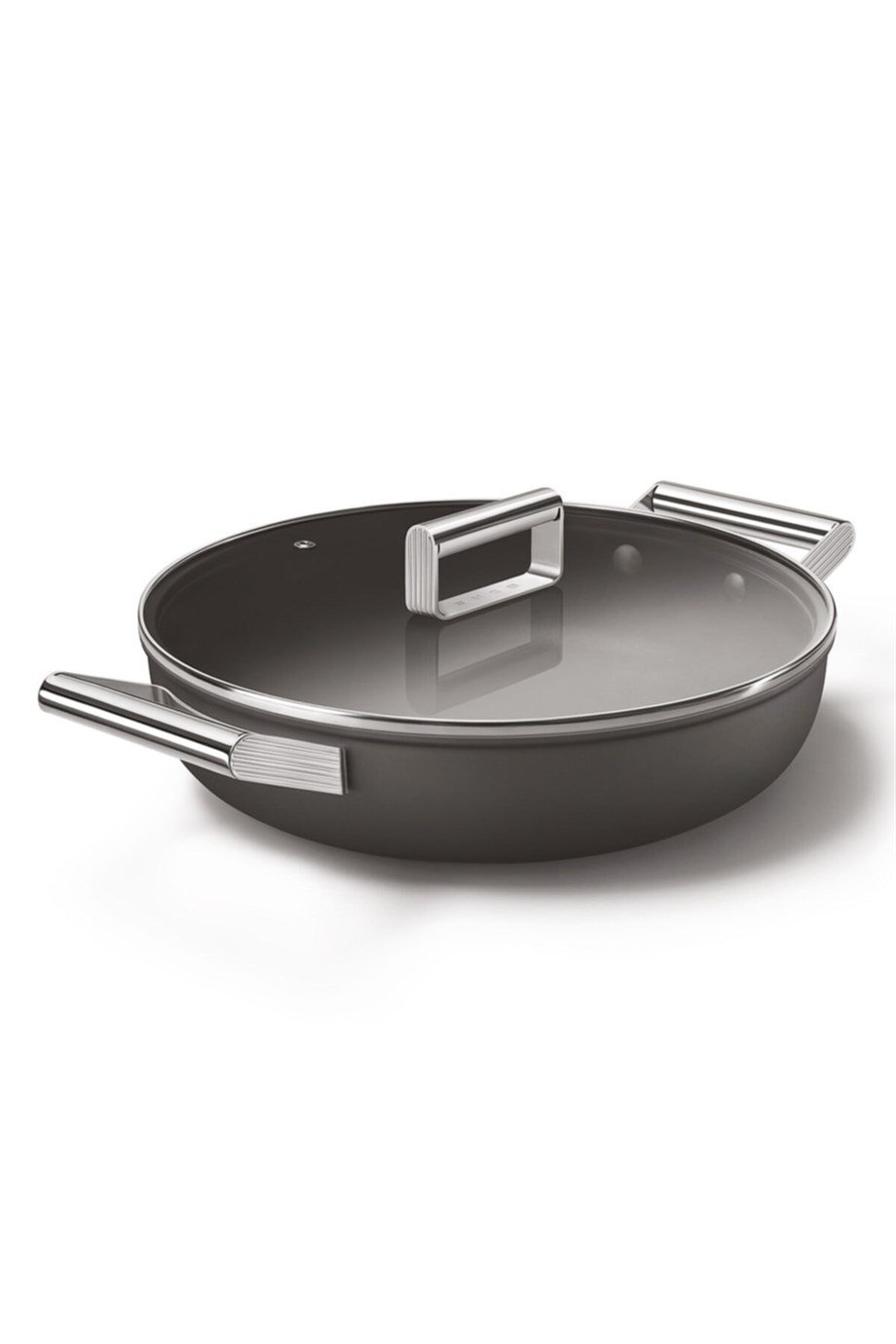SMEGSMEG Cookware 50'S Style Siyah Pilav Tenceresi Cam Kapaklı 28 cm CKFD2811BLM