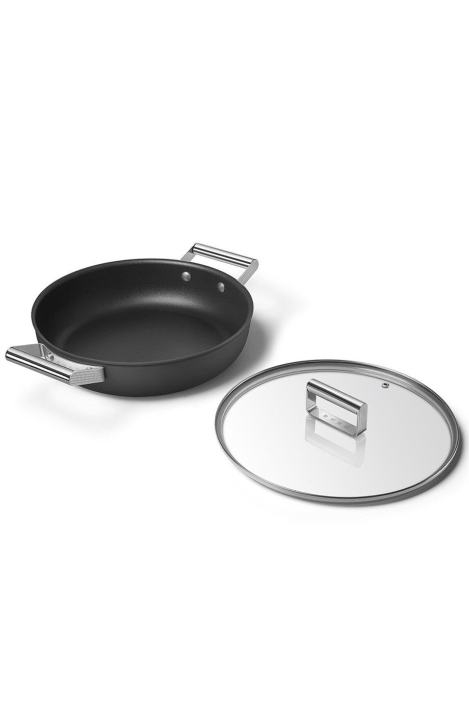 SMEGSMEG Cookware 50'S Style Siyah Pilav Tenceresi Cam Kapaklı 28 cm CKFD2811BLM