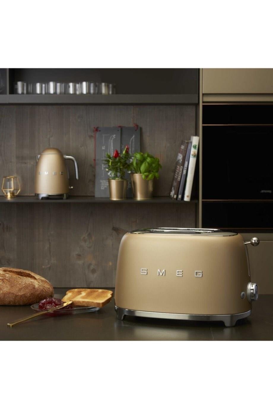 SMEGSu Isıtıcılar 50's Style Ve  2x1 Ekmek Kızartma Makinesi Mat Gold KLF03-TSF01CHMEUKLF03TSF01CHMEU