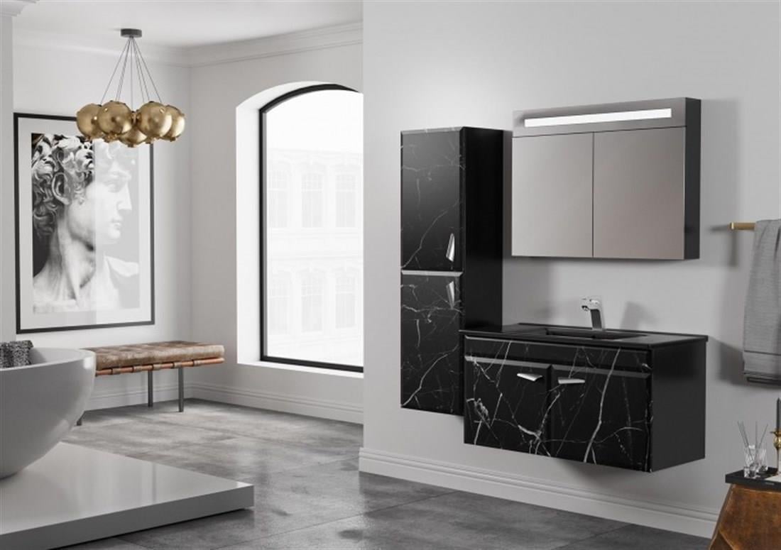 BANYO MOBİLYALARIBELİNZA008.04.0031BELİNZA MARBLE BANYO DOLABI TAKIMI SİYAH 65 CMBELİNZA MARBLE BANYO DOLABI TAKIMI SİYAH 65 CM