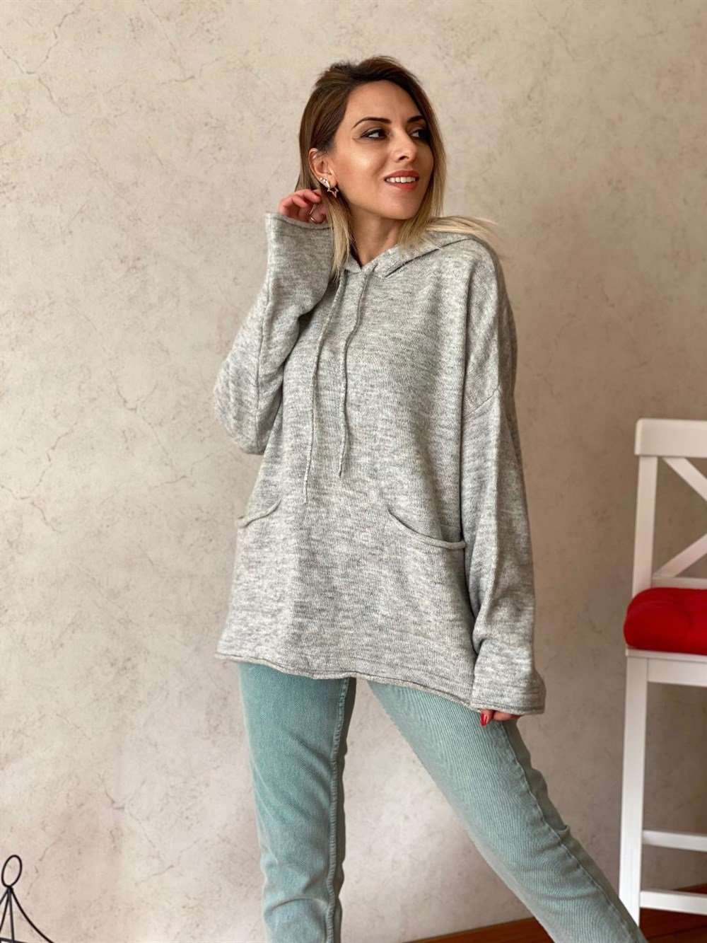Kapüşonlu Sweat Kazak