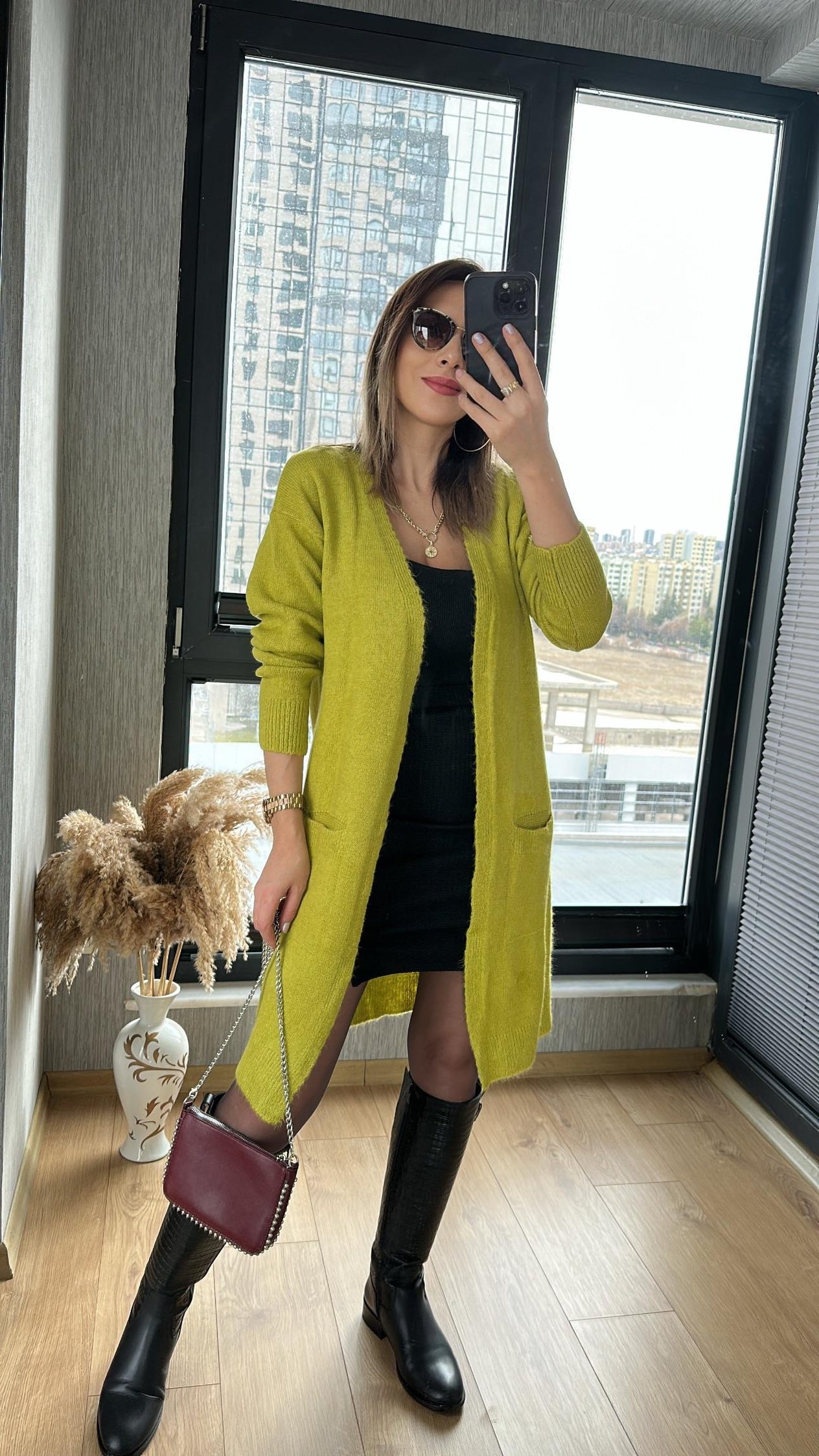 Yumoş Triko Hırka Yağ Yeşil