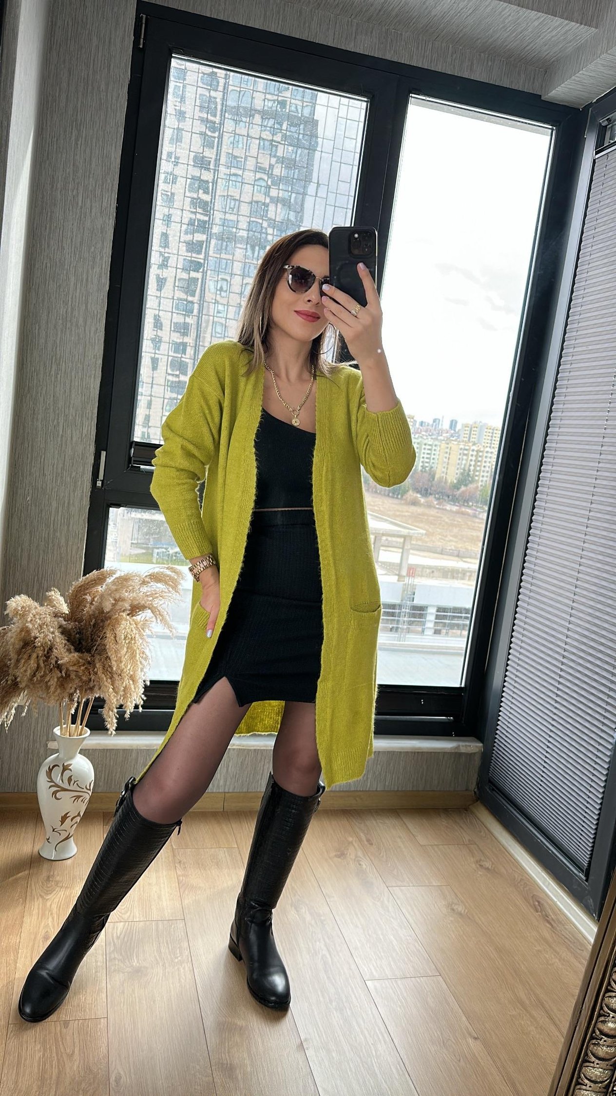 Yumoş Triko Hırka Yağ Yeşil