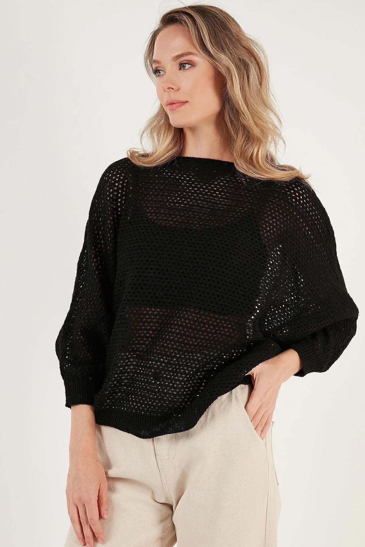Ajurlu Kazak Siyah | Fashion Friends