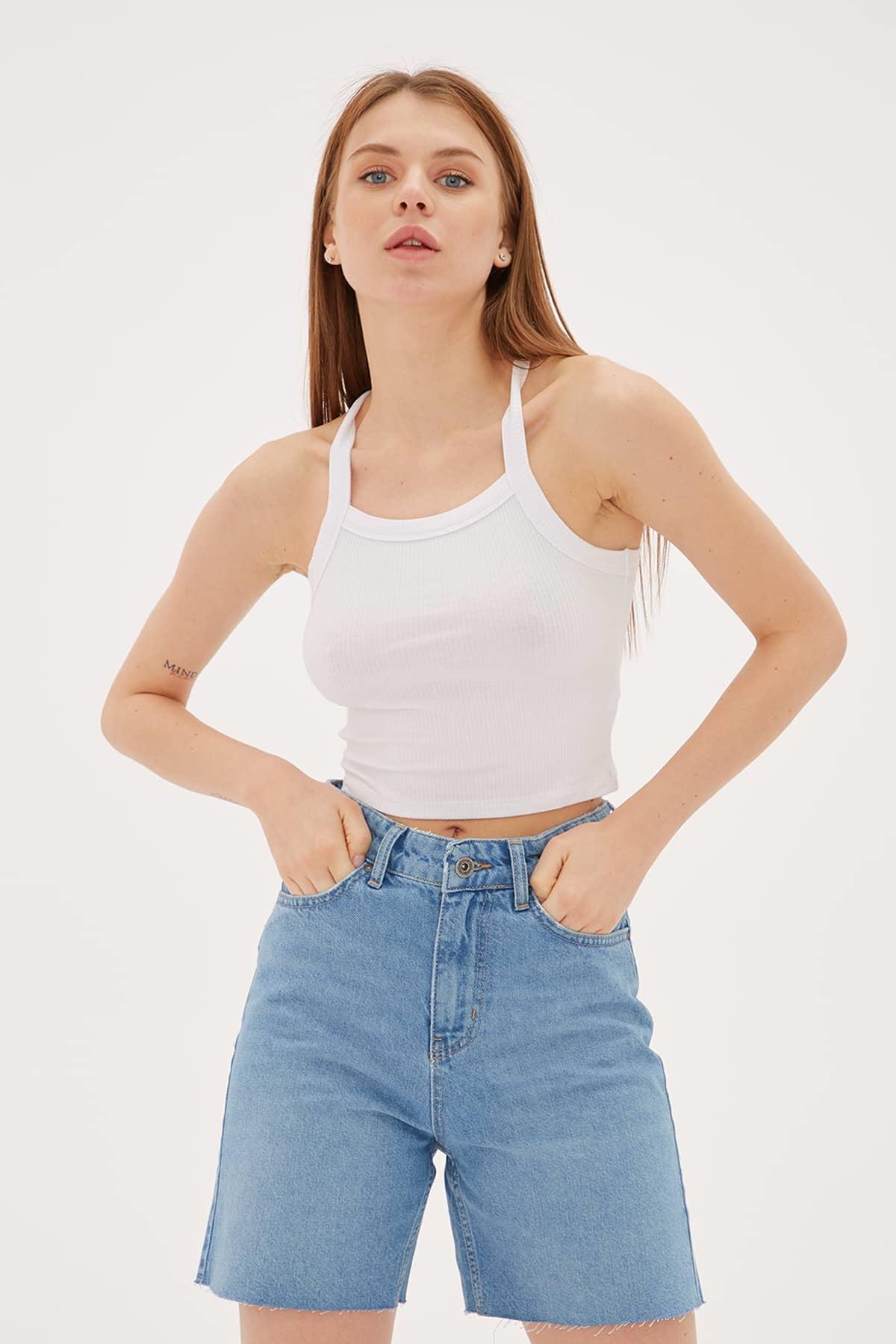 Askılı Crop Atlet Ekru / Ecru | Fashion Friends