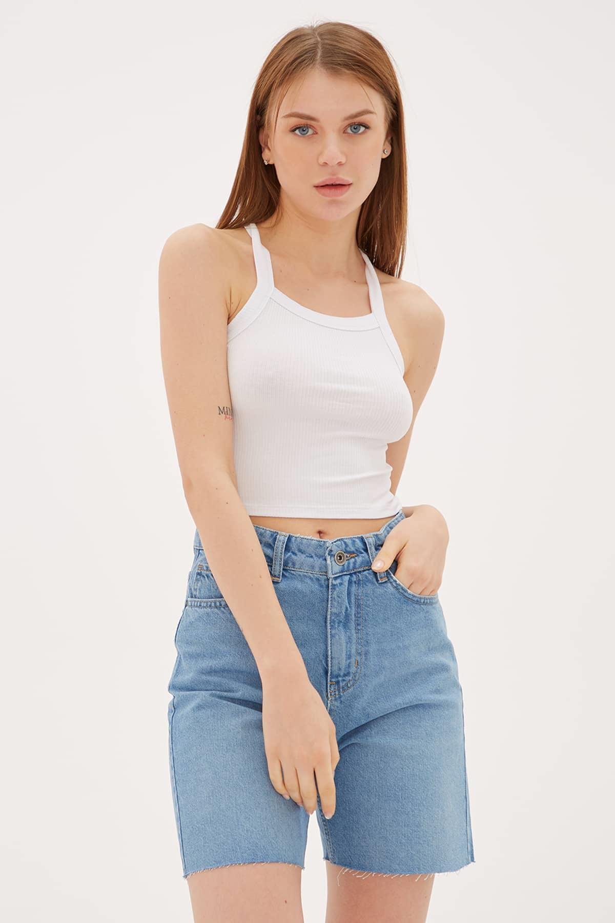 Askılı Crop Atlet Ekru / Ecru | Fashion Friends