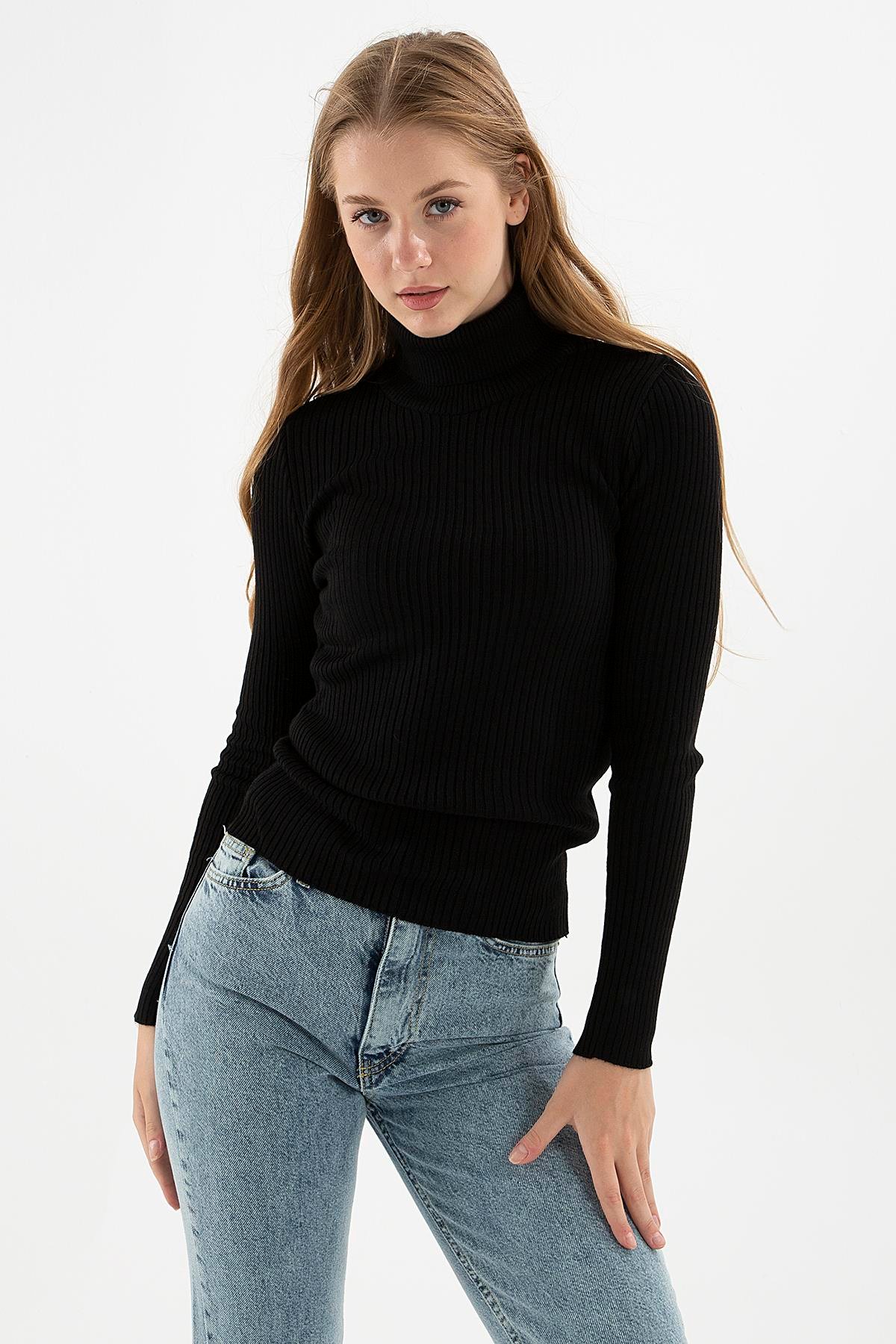 Balıkçı Yaka Kazak Siyah | Fashion Friends