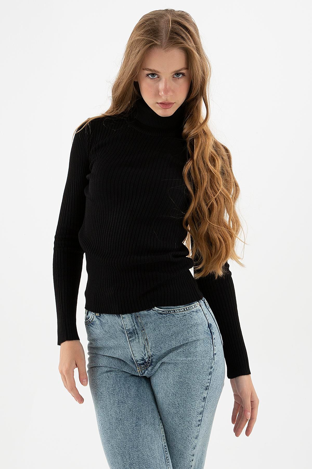 Balıkçı Yaka Kazak Siyah | Fashion Friends