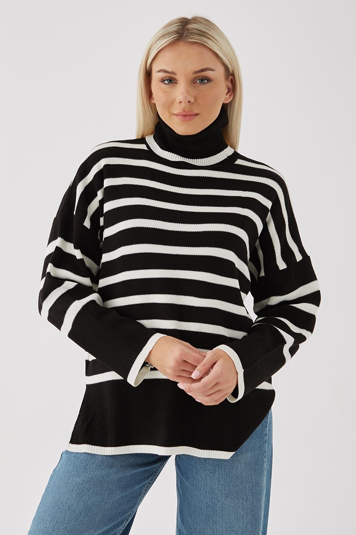 Balıkçı Yaka Triko Kazak Siyah | Fashion Friends