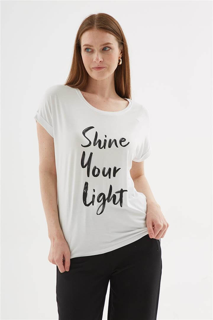Baskılı Bluz Beyaz | Fashion Friends
