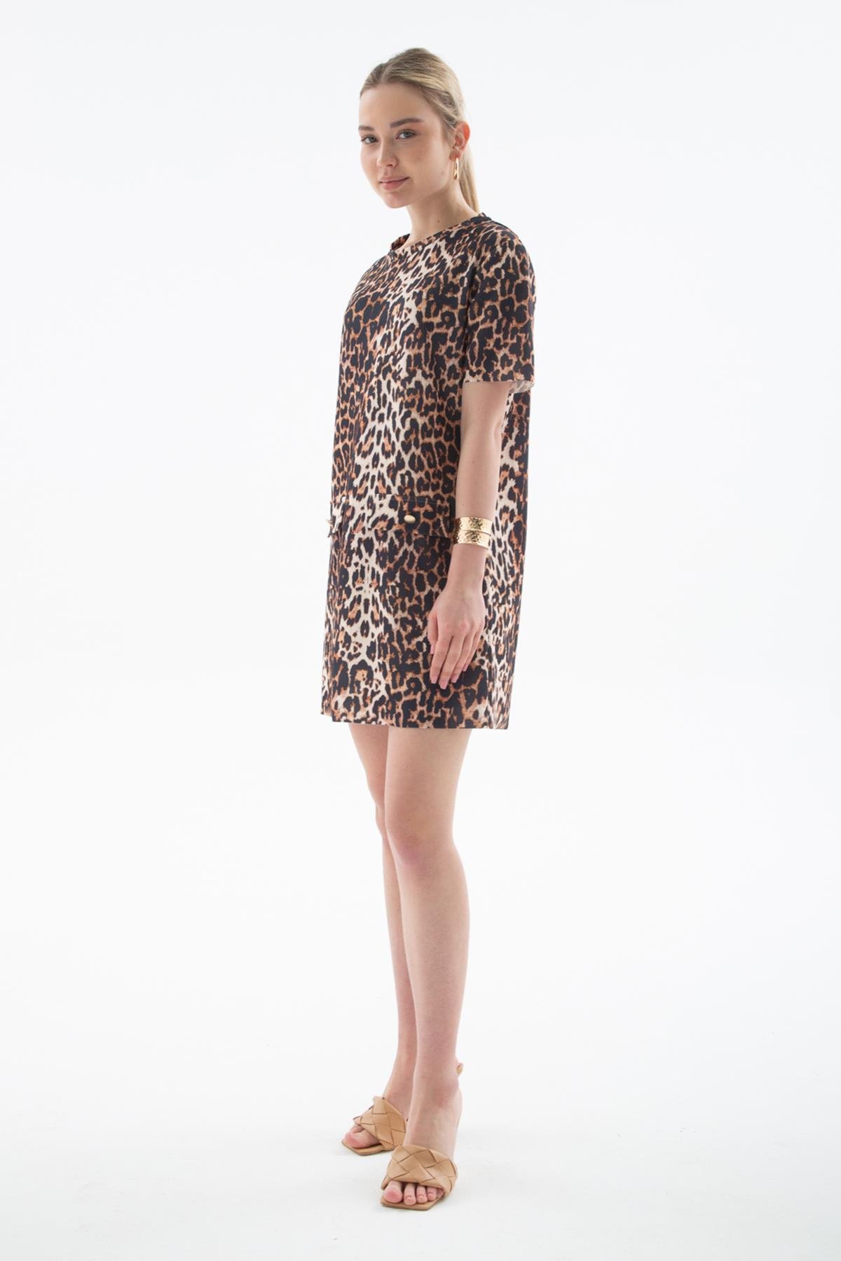 Desenli Elbise Leopar Desenli | Fashion Friends