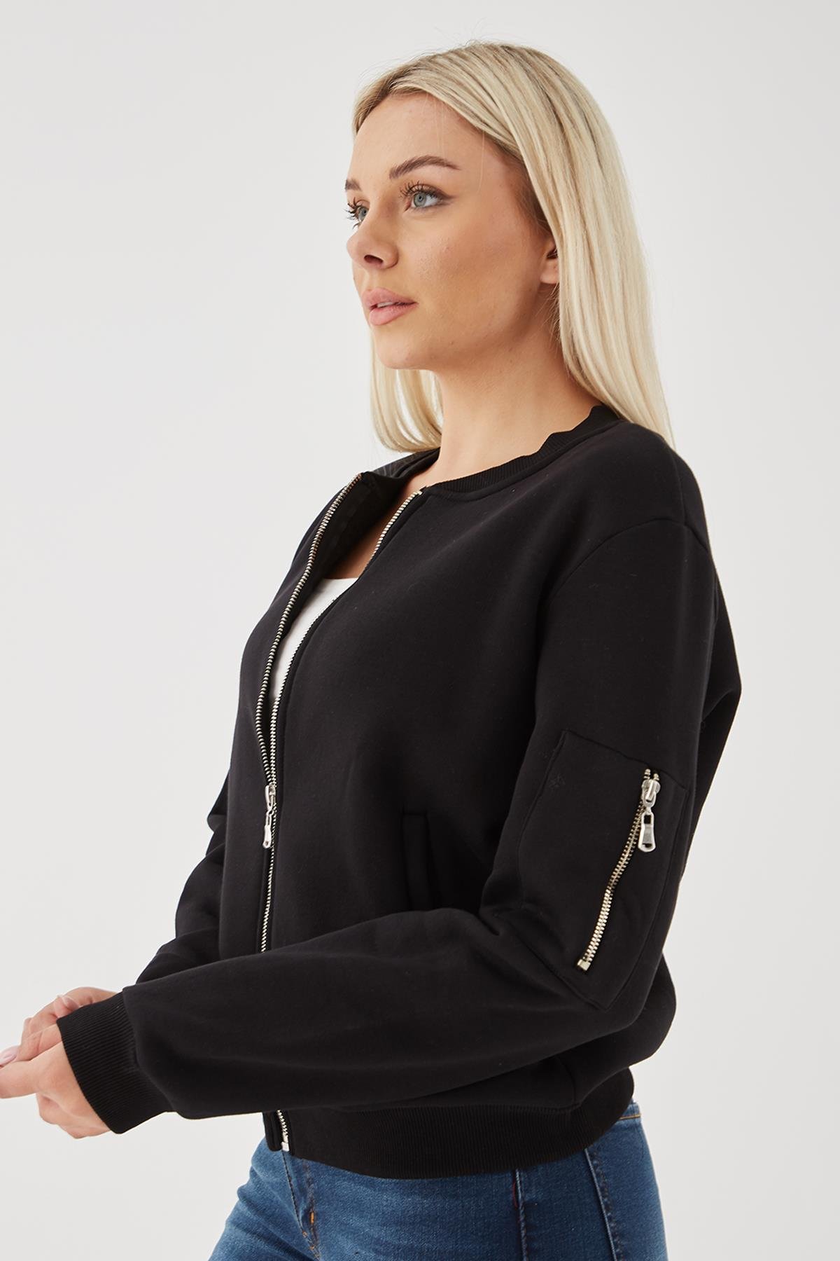 Fermuarlı Ceket Siyah | Fashion Friends