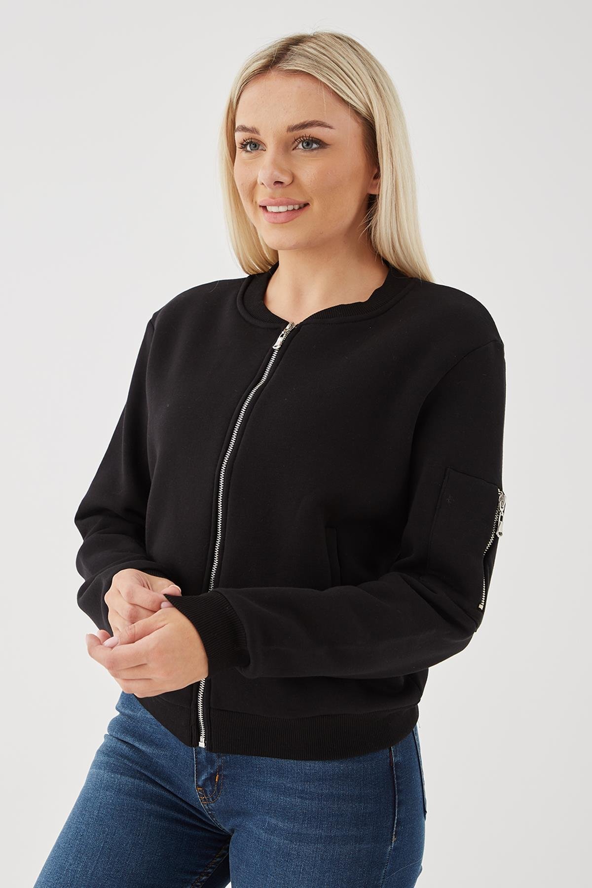Fermuarlı Ceket Siyah | Fashion Friends