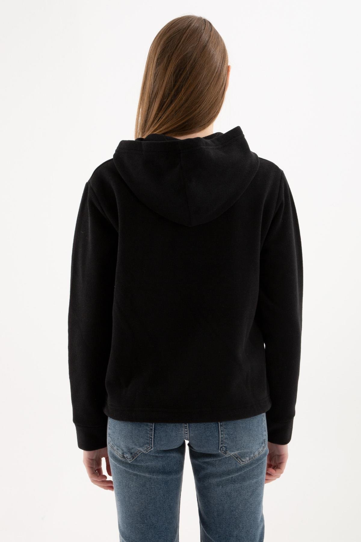Fermuarlı Polar Sweat Siyah | Fashion Friends
