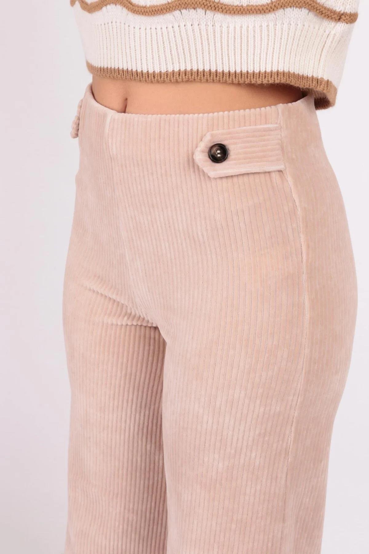 Kadife Pantolon Bej | Fashion Friends