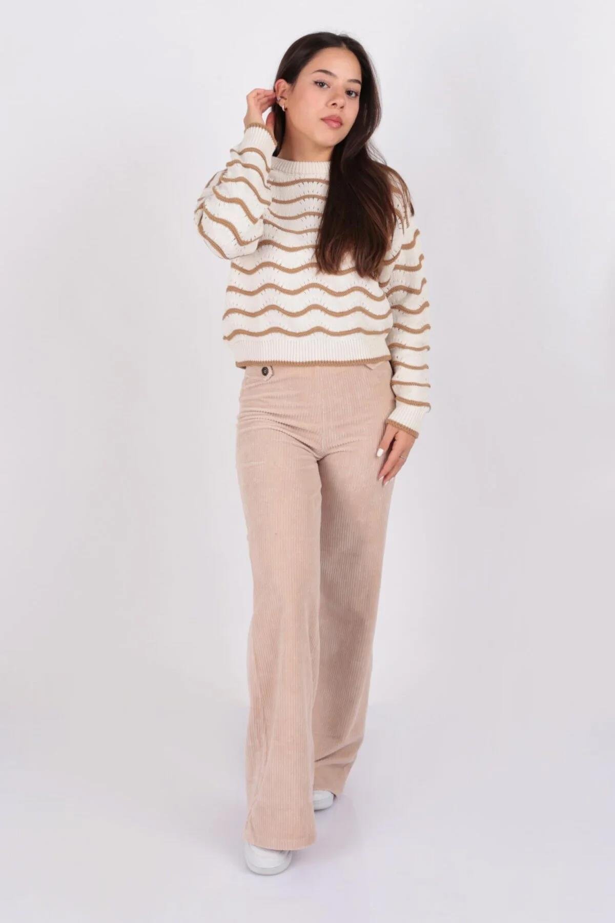 Kadife Pantolon Bej | Fashion Friends