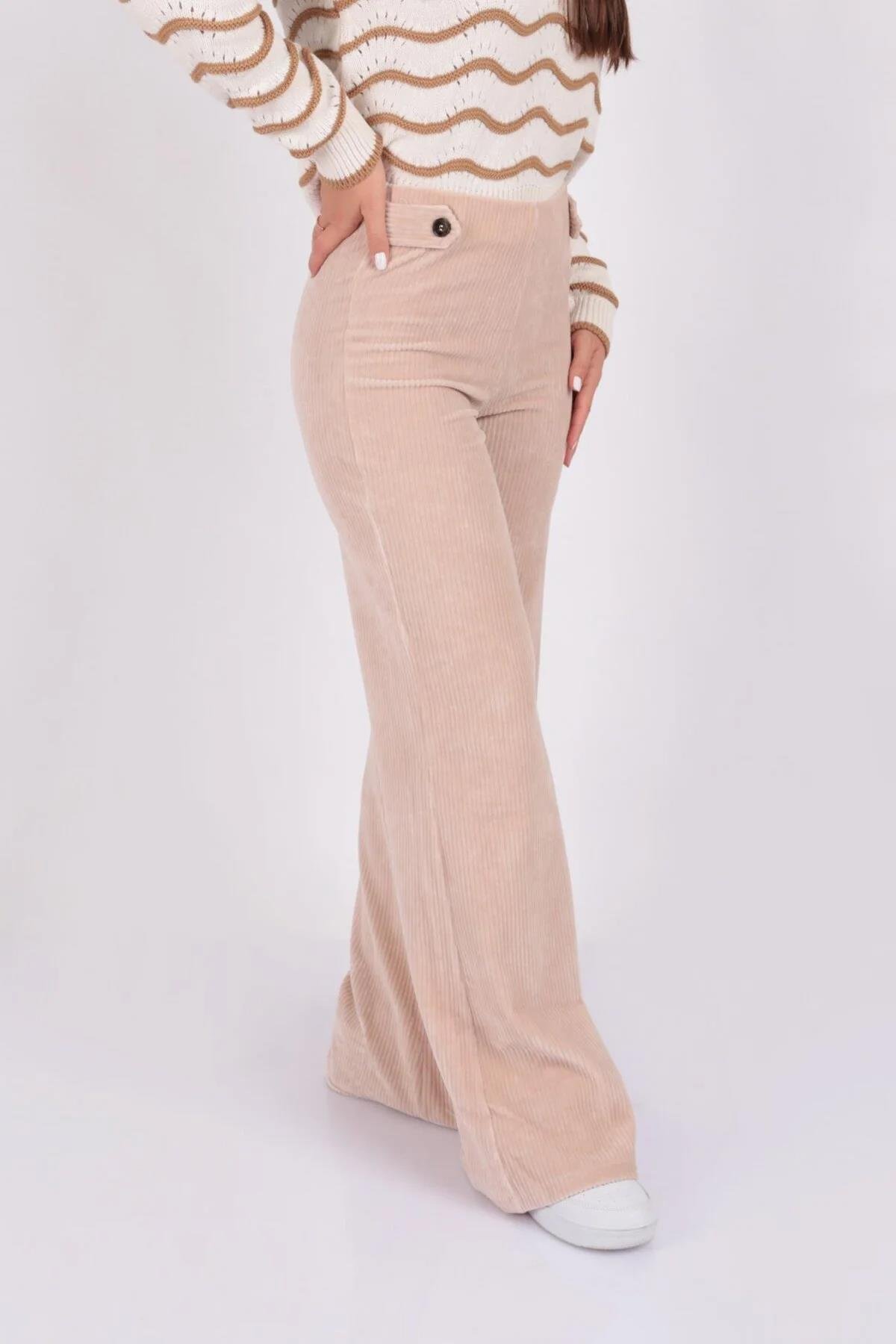 Kadife Pantolon Bej | Fashion Friends