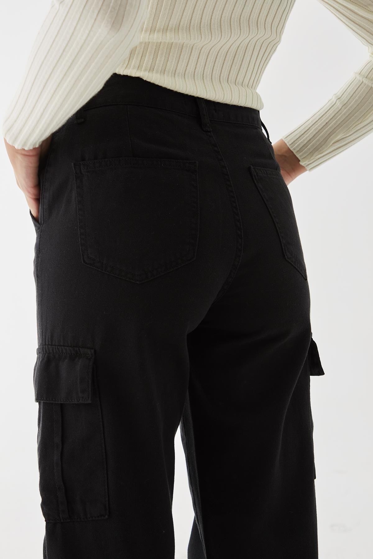 Kargo Cep Pantolon Siyah | Fashion Friends