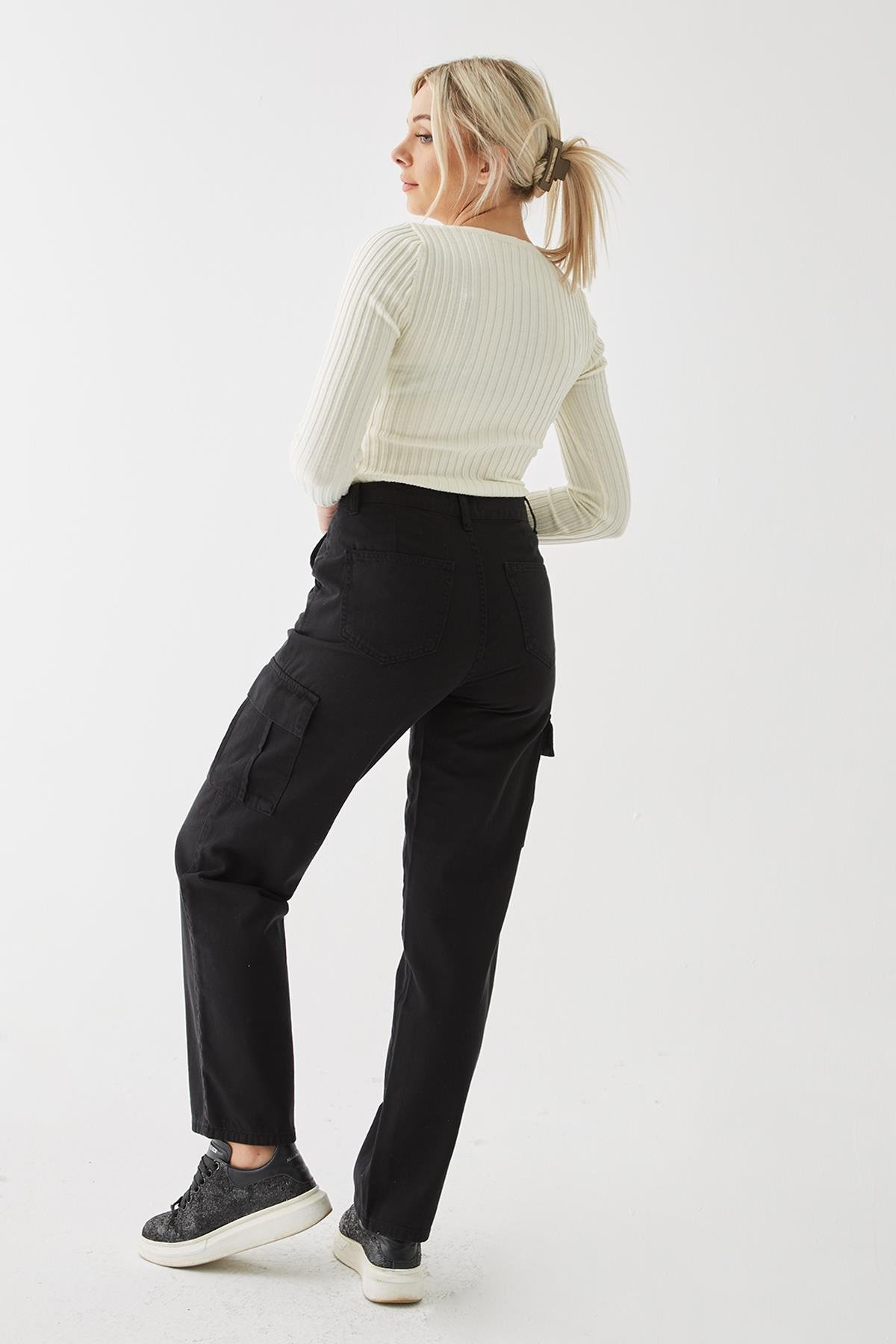 Kargo Cep Pantolon Siyah | Fashion Friends