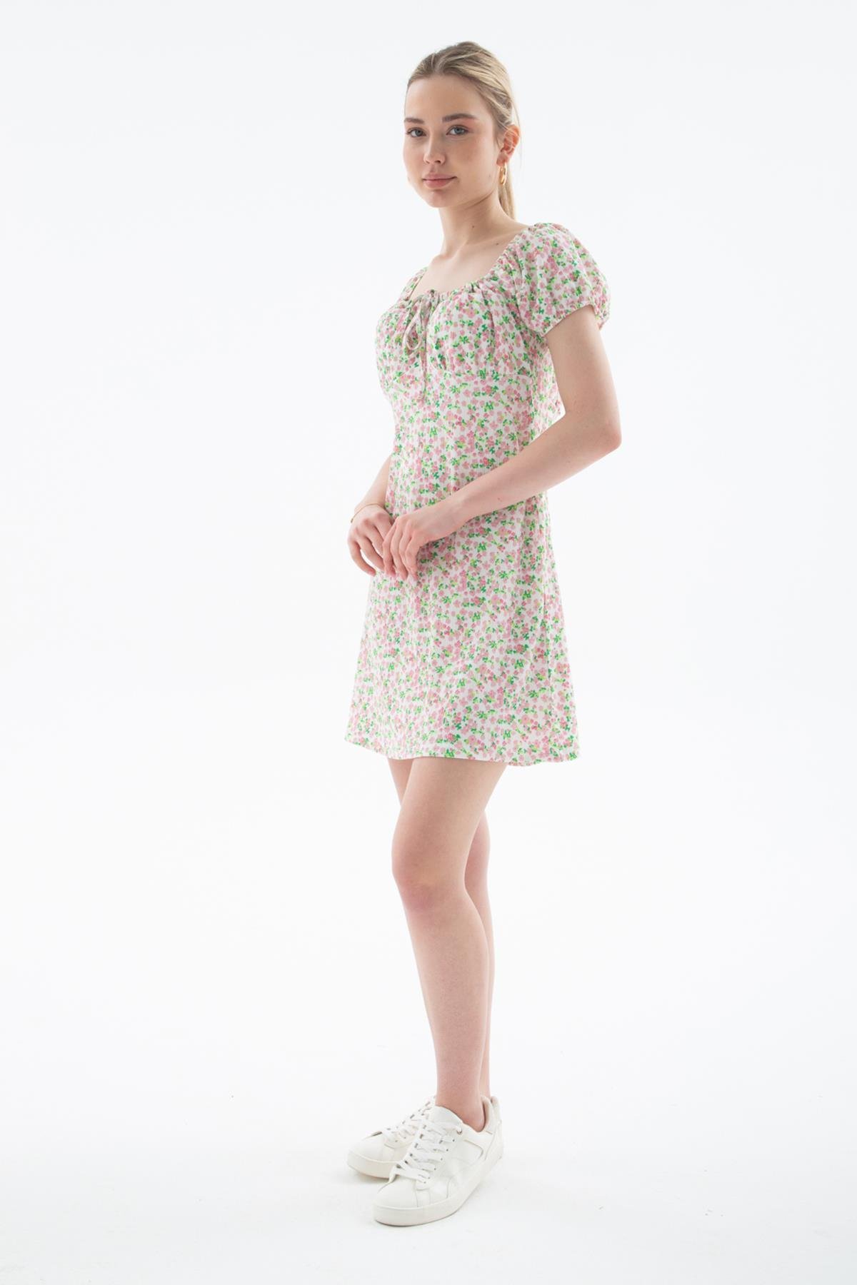Kısa Kollu Elbise Pembe | Fashion Friends