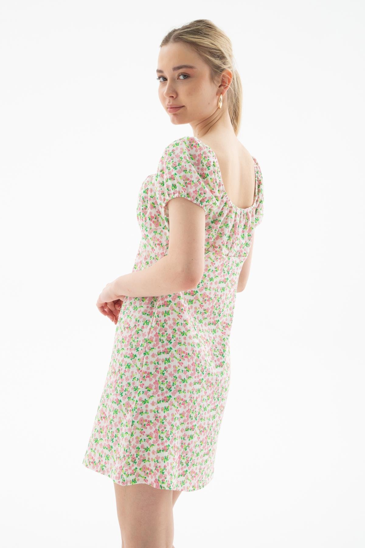 Kısa Kollu Elbise Pembe | Fashion Friends