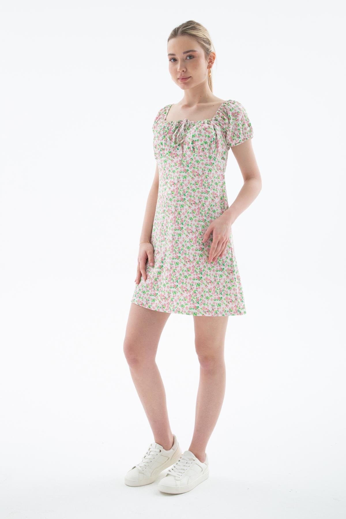 Kısa Kollu Elbise Pembe | Fashion Friends