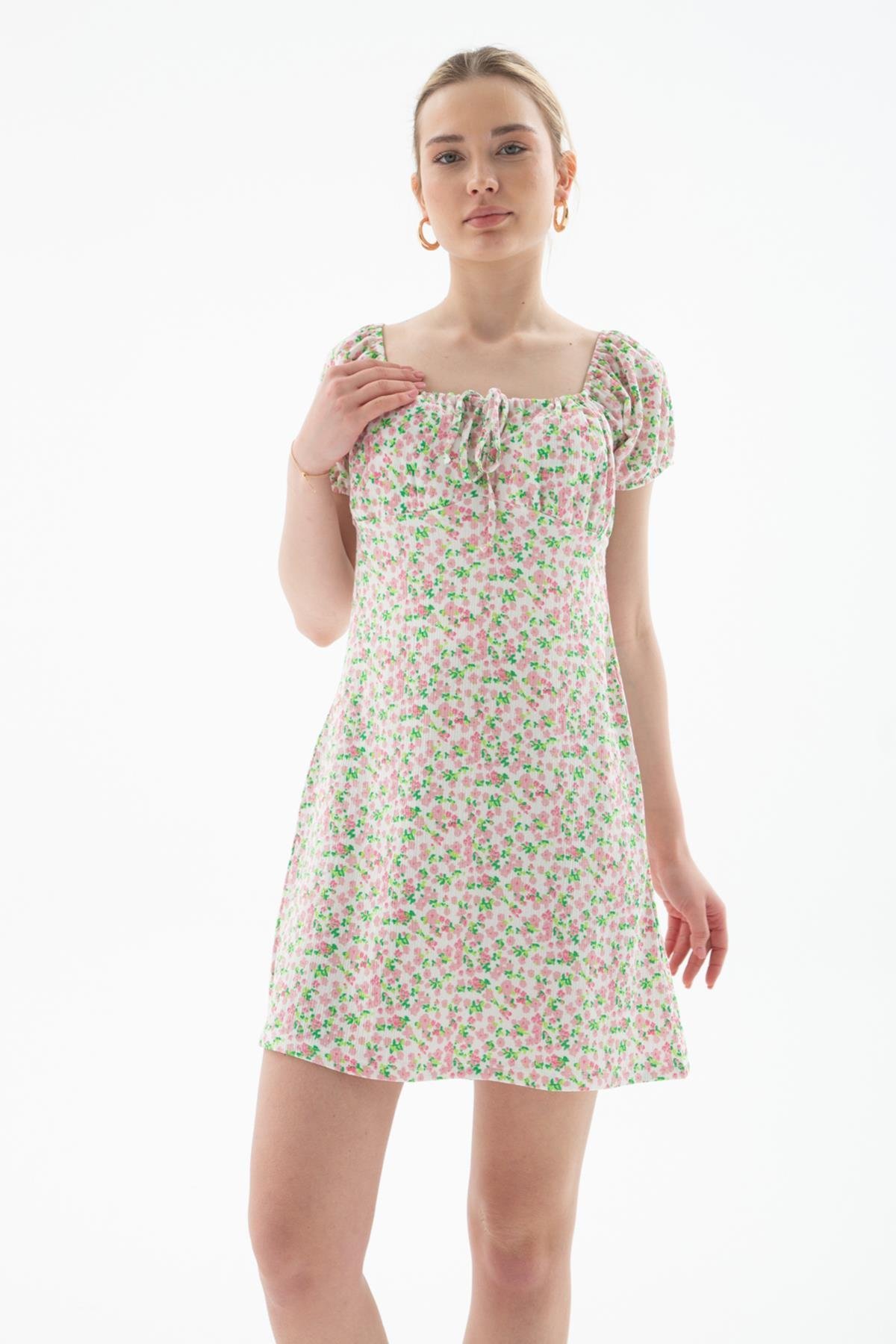 Kısa Kollu Elbise Pembe | Fashion Friends