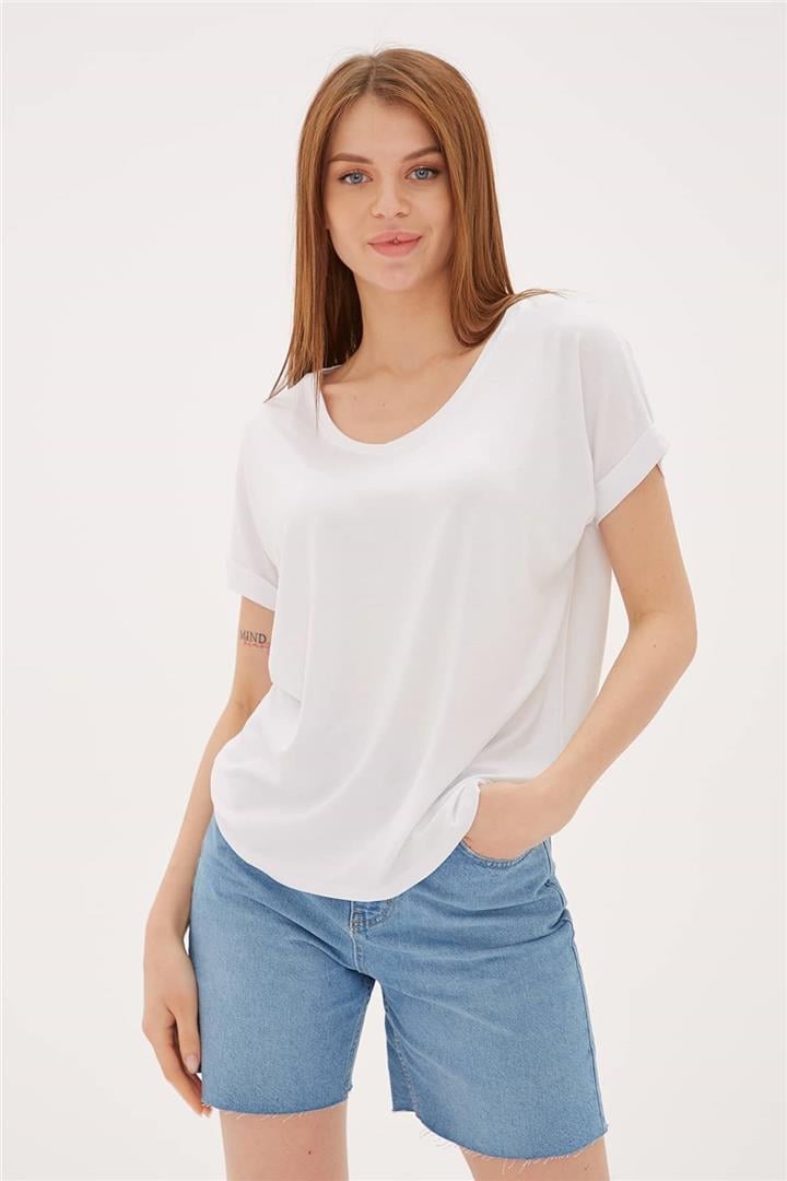V Yaka T-Shirt Beyaz | Fashion Friends