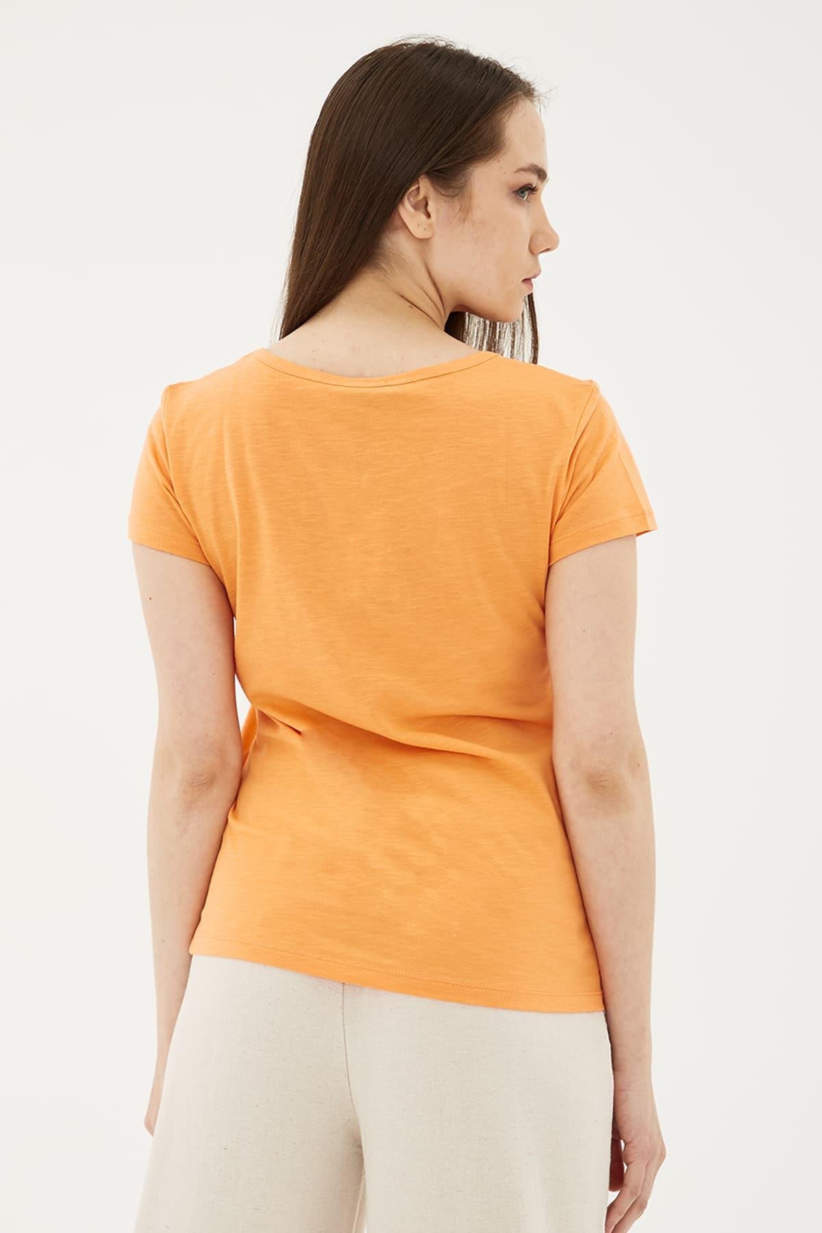 V Yaka T-Shirt Coral / Coral | Markasız
